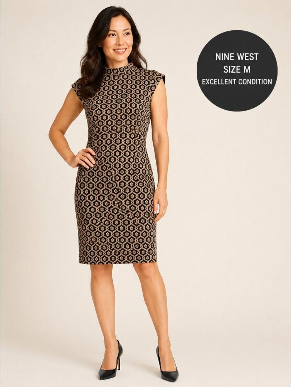 Nine West | Sz M | Jacquard Geometric Sheath Dress